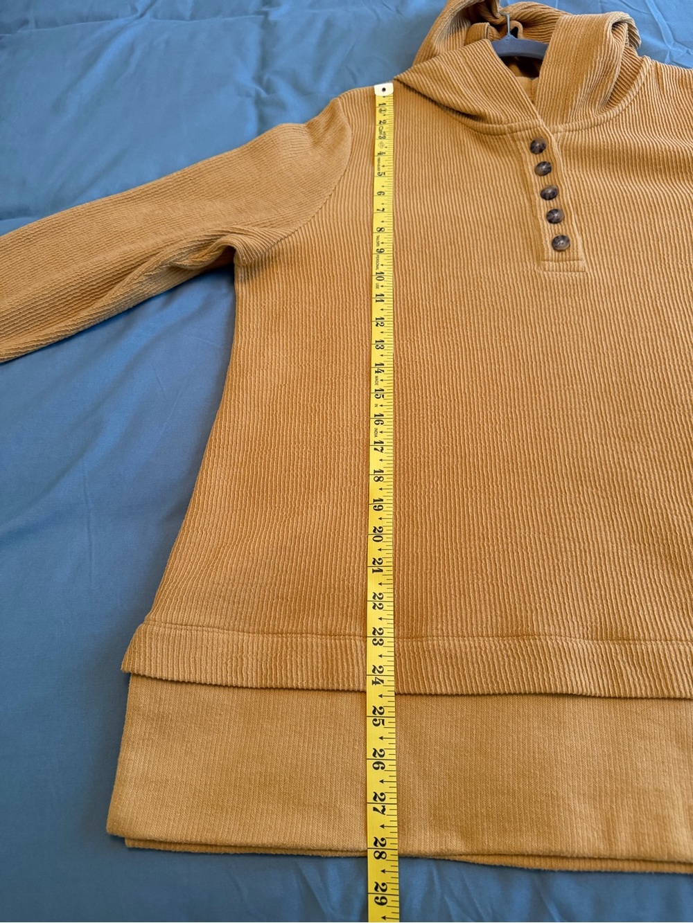 J. Jill Mustard Waffle Knit Tunic Hoodie Pullover Size L - Picture 8 of 11